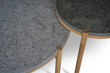 Dondo mesa lateral em carvalho pigmentado branco Ø45 cm - Calcário polido - Mavis