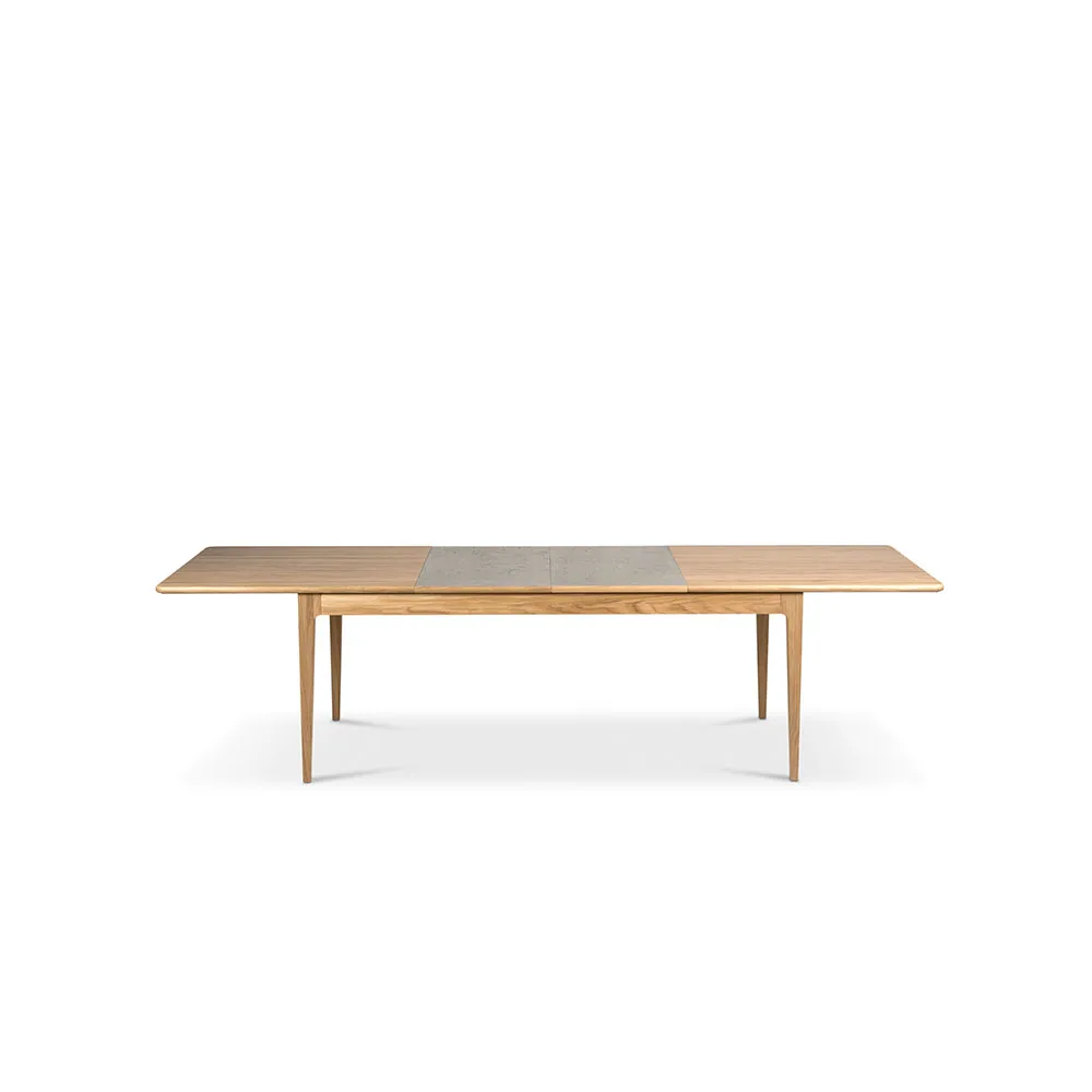 Höllviken mesa de jantar, carvalho branco pigmentado com verniz mate, 2 extensões, calcário de 50 cm Mavis