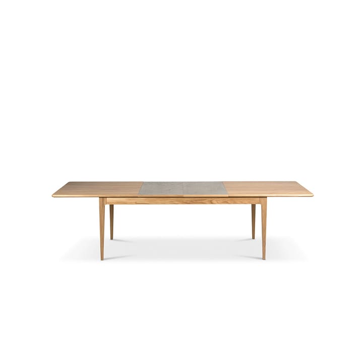 Höllviken mesa de jantar - carvalho branco pigmentado com verniz mate, 2 extensões, calcário de 50 cm - Mavis