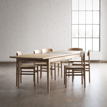 Höllviken mesa de jantar - carvalho branco pigmentado com verniz mate, 2 extensões, calcário de 50 cm - Mavis