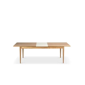 Höllviken mesa de jantar - Carvalho branco pigmentado verniz mate-1 extensão-bege MDF á 50 cm - Mavis