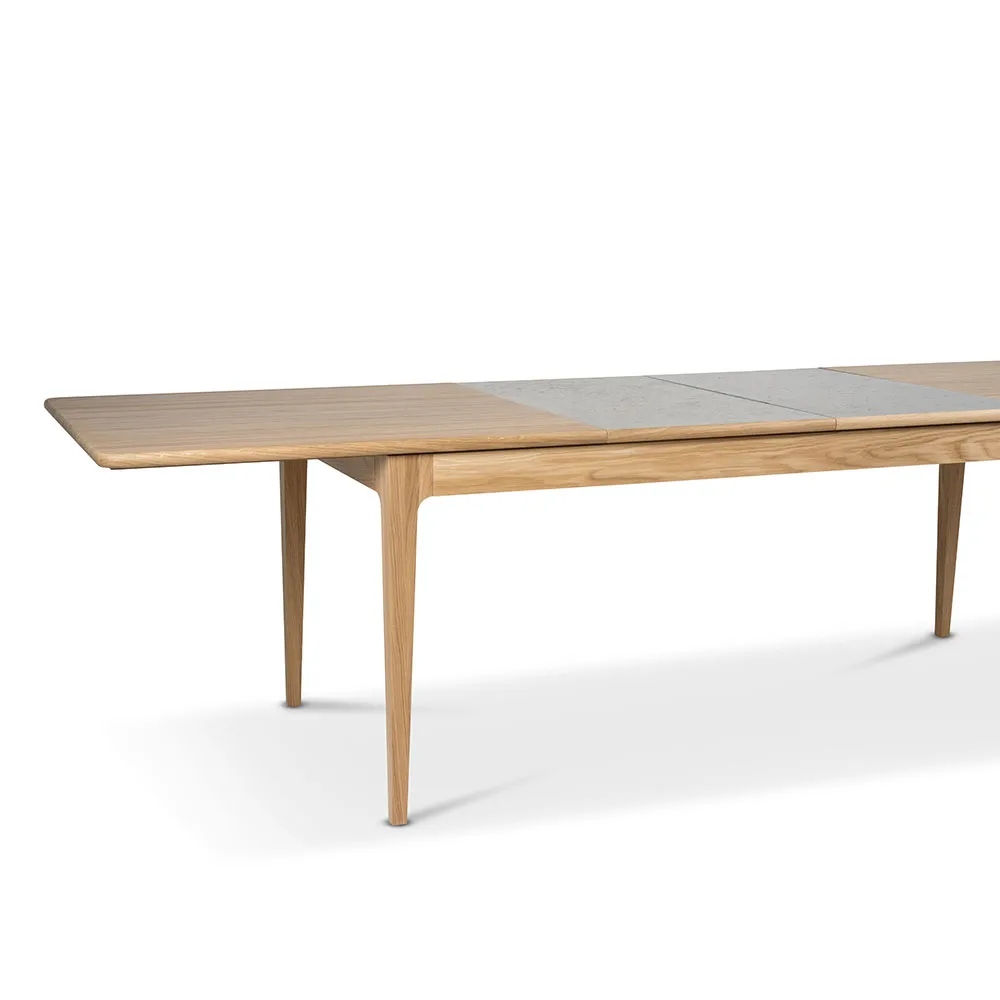 Höllviken mesa de jantar, carvalho com verniz mate branco pigmentado, 2 extensões, MDF bege de 50 cm Mavis