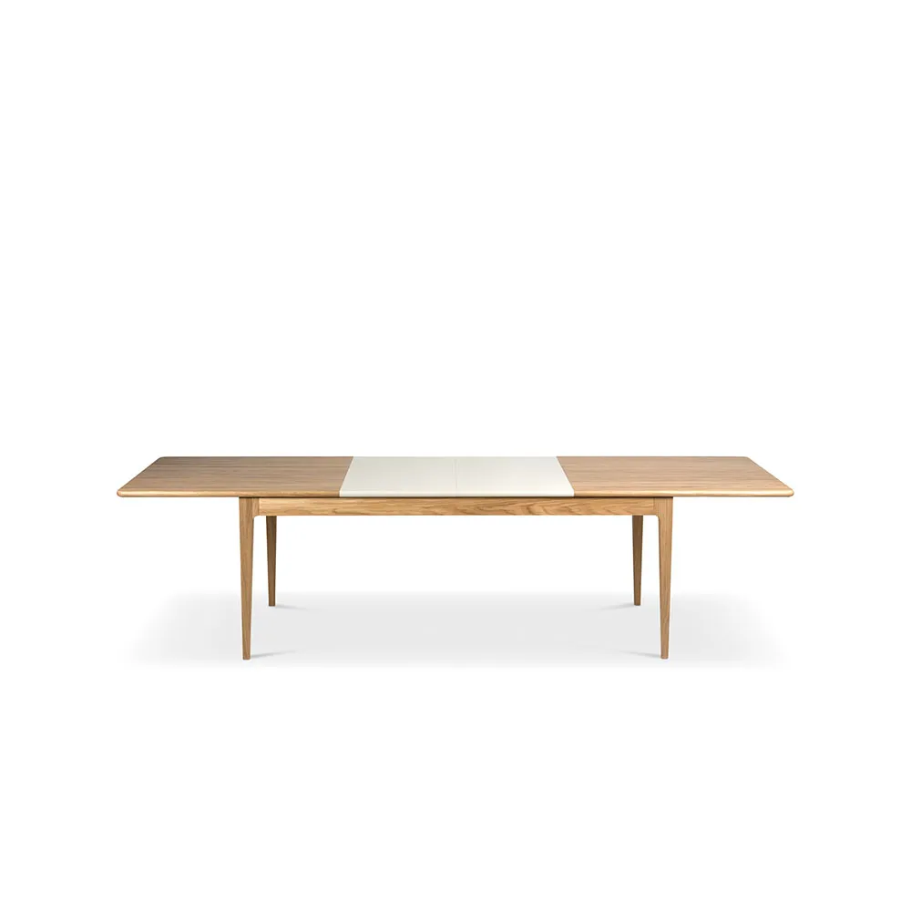 Höllviken mesa de jantar, carvalho com verniz mate branco pigmentado, 2 extensões, MDF bege de 50 cm Mavis