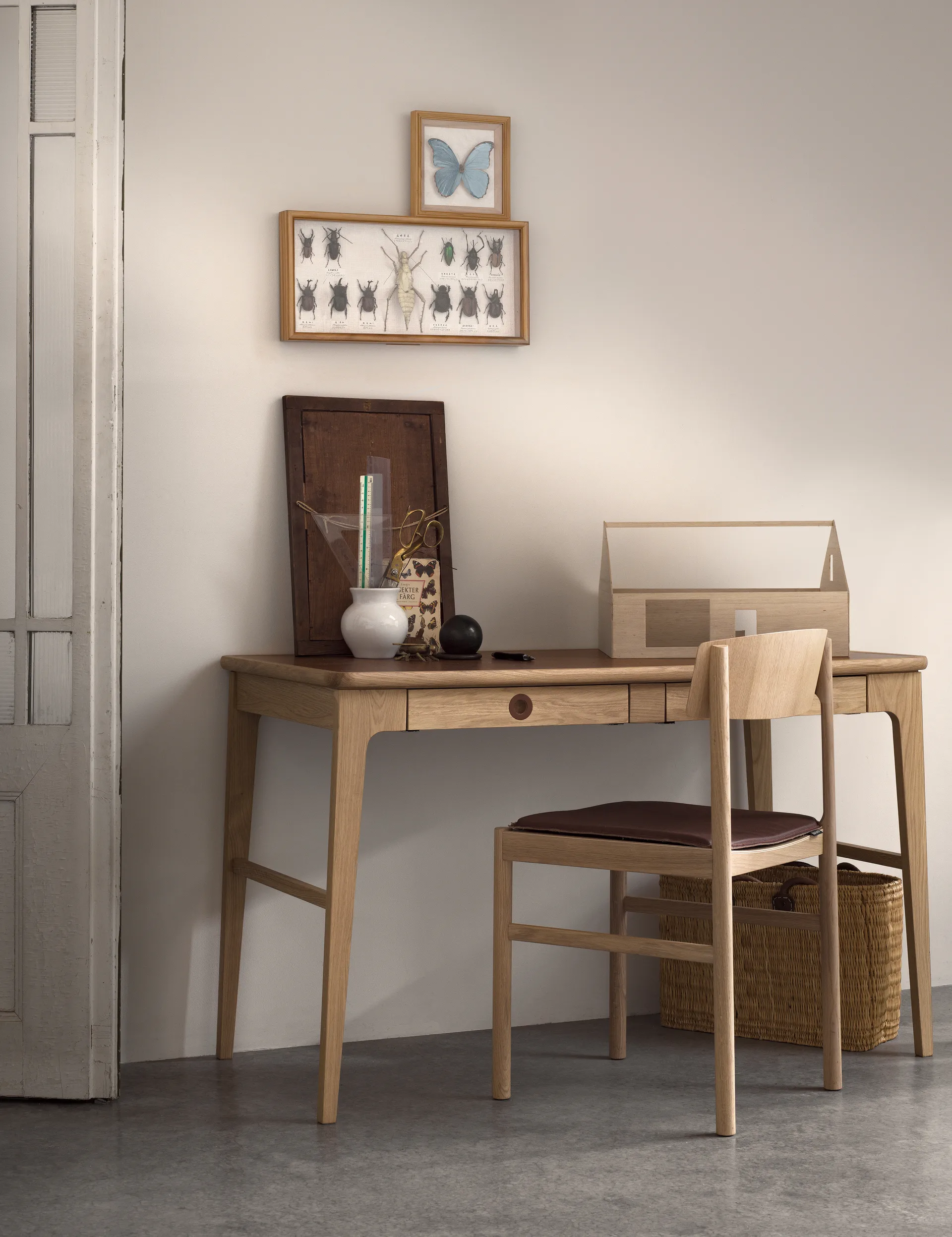 Höllviken secretária, carvalho pigmenteado branco Mavis