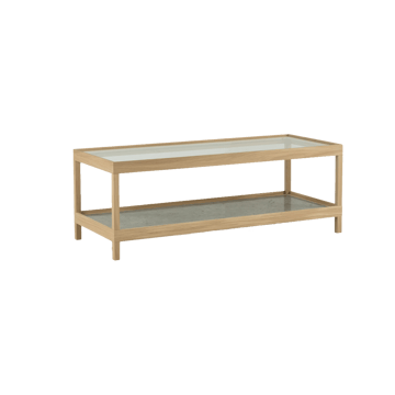 Ima mesa de centro 125x50 cm - Carvalho branco pigmentado, laqueado fosco, calcário - Mavis