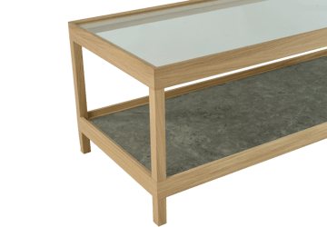 Ima mesa de centro 125x50 cm - Carvalho branco pigmentado, laqueado fosco, calcário - Mavis