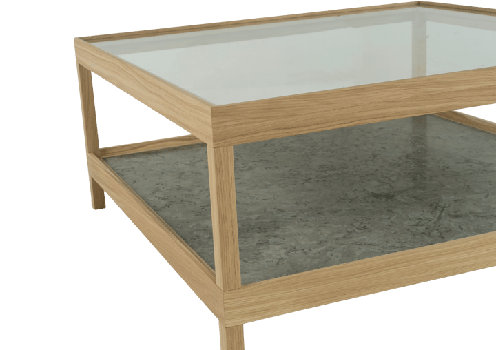 Ima mesa de centro 90x90 cm, Carvalho branco laqueado fosco, calcário Mavis