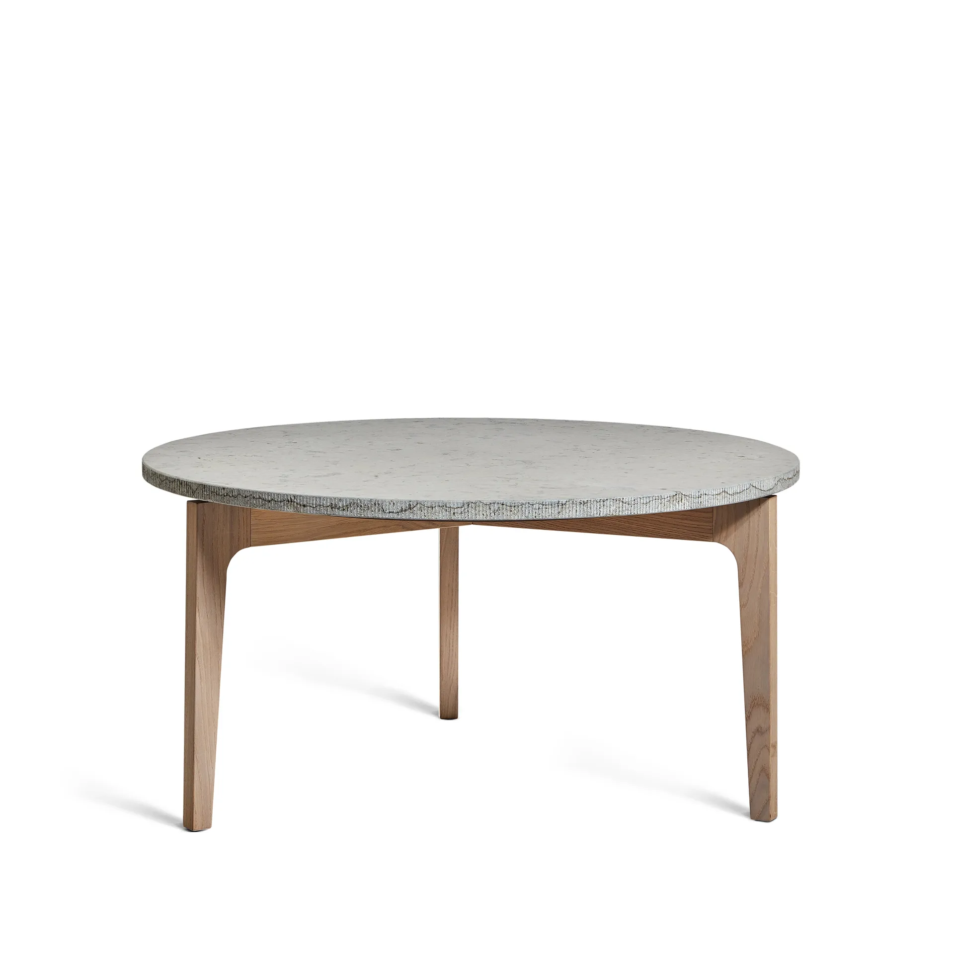 Mesa de centro Höllviken Ø80 cm, mármore, carvalho pigmentado branco Mavis