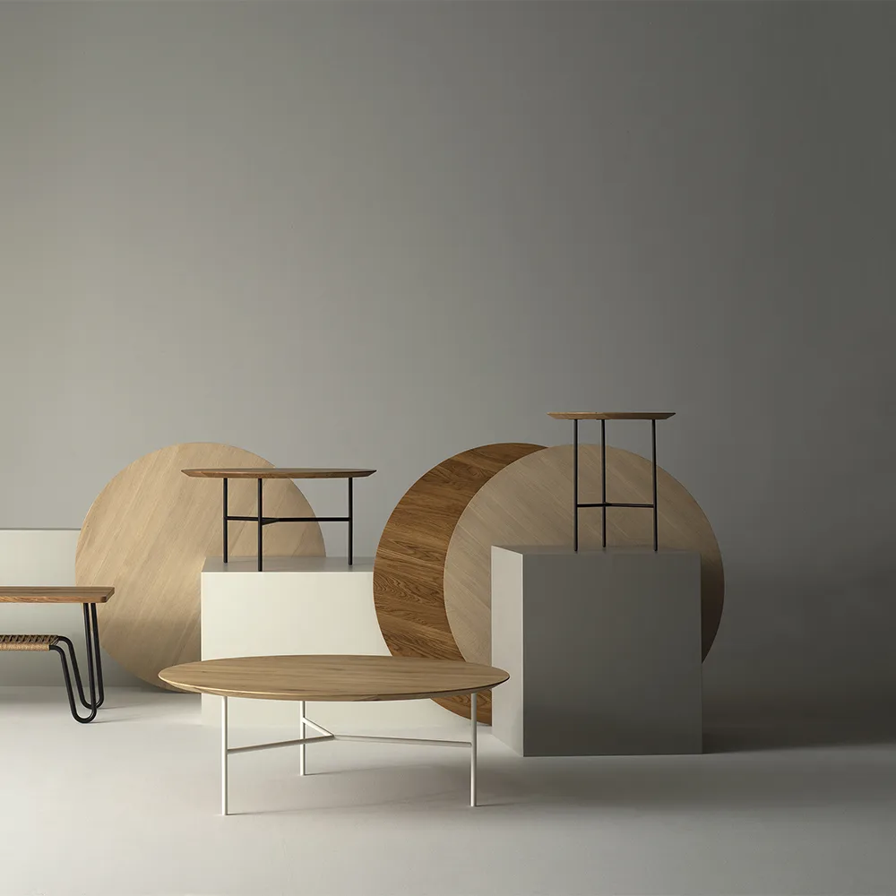 Tribeca mesa de centro, carvalho óleo rústico, pernas pretas, Ø80 Mavis