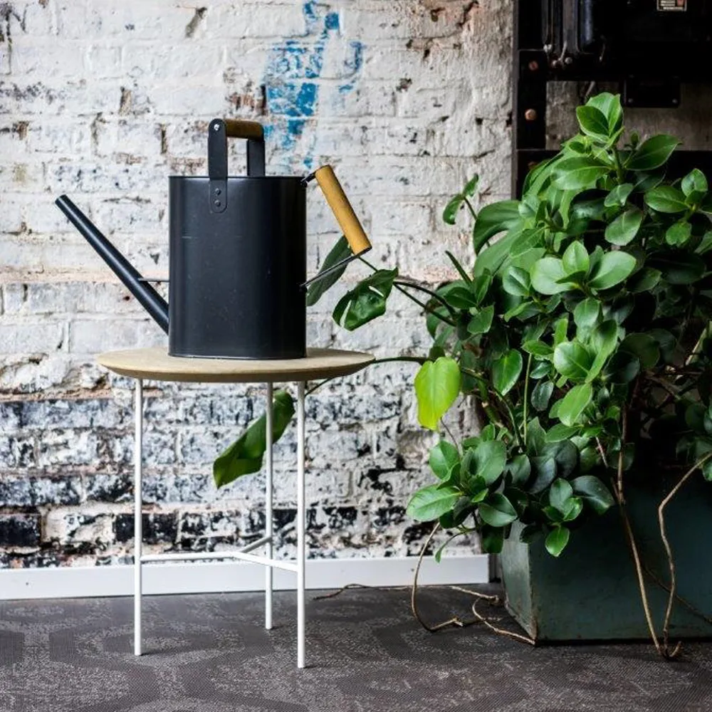 Tribeca mesa lateral , carvalho óleo rústico, pernas brancas, ø47 cm Mavis