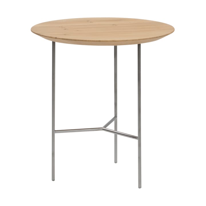 Tribeca mesa lateral  - carvalho verniz, pernas cromadas acetinadas, Ø47 cm - Mavis