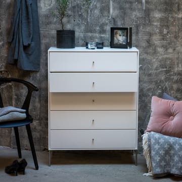 Volt cómoda 5 gavetas branca - Detalhes em aço inoxidável - Mavis