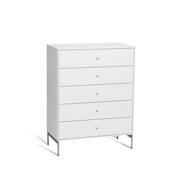 Volt cómoda 5 gavetas branca - Detalhes em aço inoxidável - Mavis