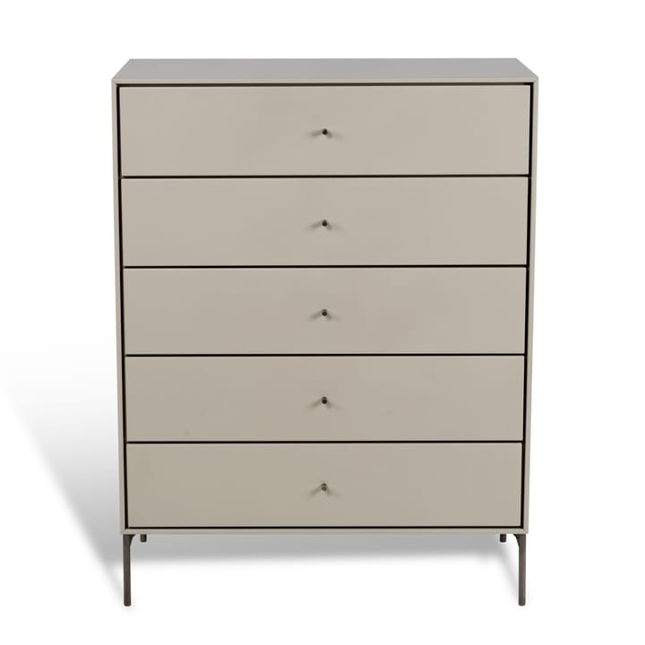 Volt cómoda bege com 5 gavetas - Detalhes em aço inoxidável - Mavis