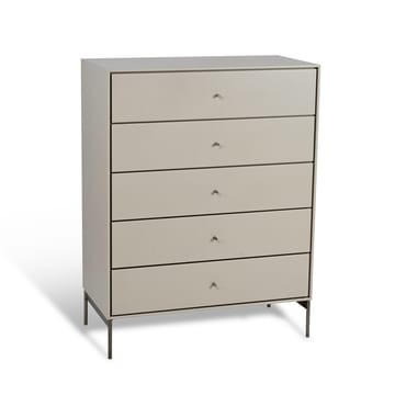 Volt cómoda bege com 5 gavetas - Detalhes em aço inoxidável - Mavis