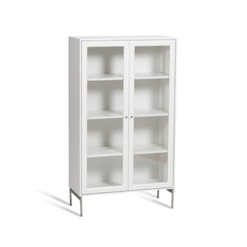 Volt vitrina 130 cm branco lacado - Detalhes em aço inoxidável - Mavis