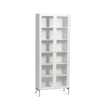 Volt vitrina 190 cm branco lacado - Detalhes em aço inoxidável - Mavis
