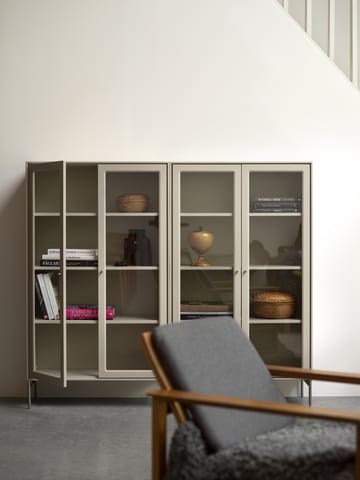 Volt vitrine 130 cm bege - Detalhes em aço inoxidável - Mavis