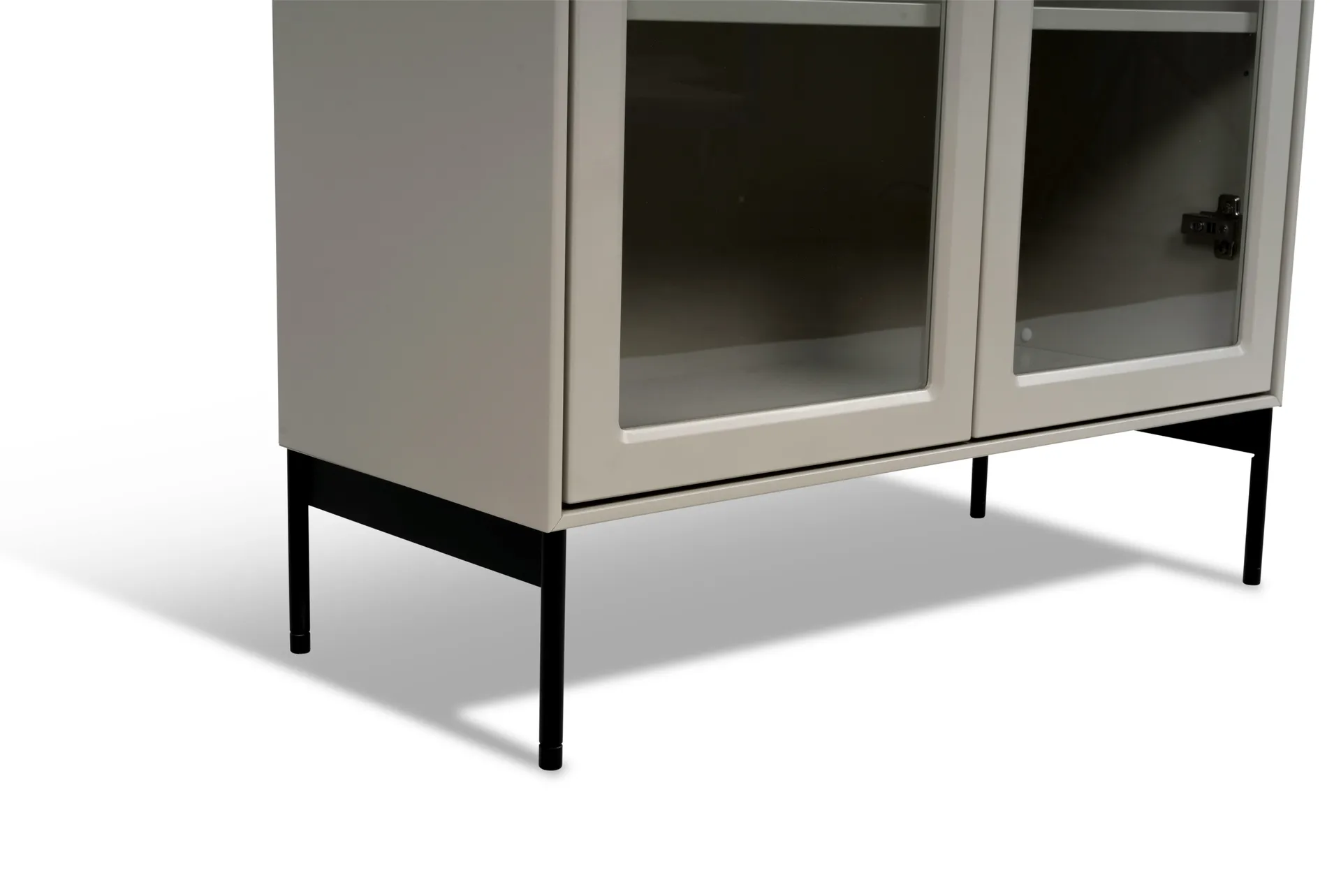 Volt vitrine 130 cm bege, Detalhes em preto Mavis