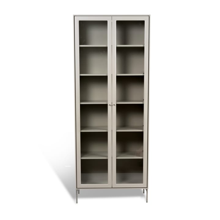 Volt vitrine 190 cm bege - Detalhes em aço inoxidável - Mavis