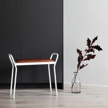 Banco Around - Branco com pele conhaque vintage - Maze