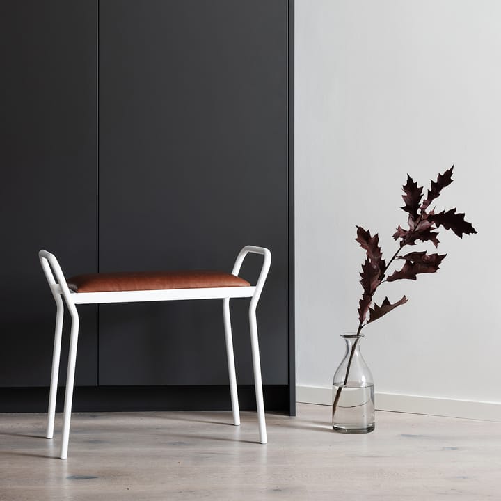 Banco Around, Branco com pele conhaque vintage Maze