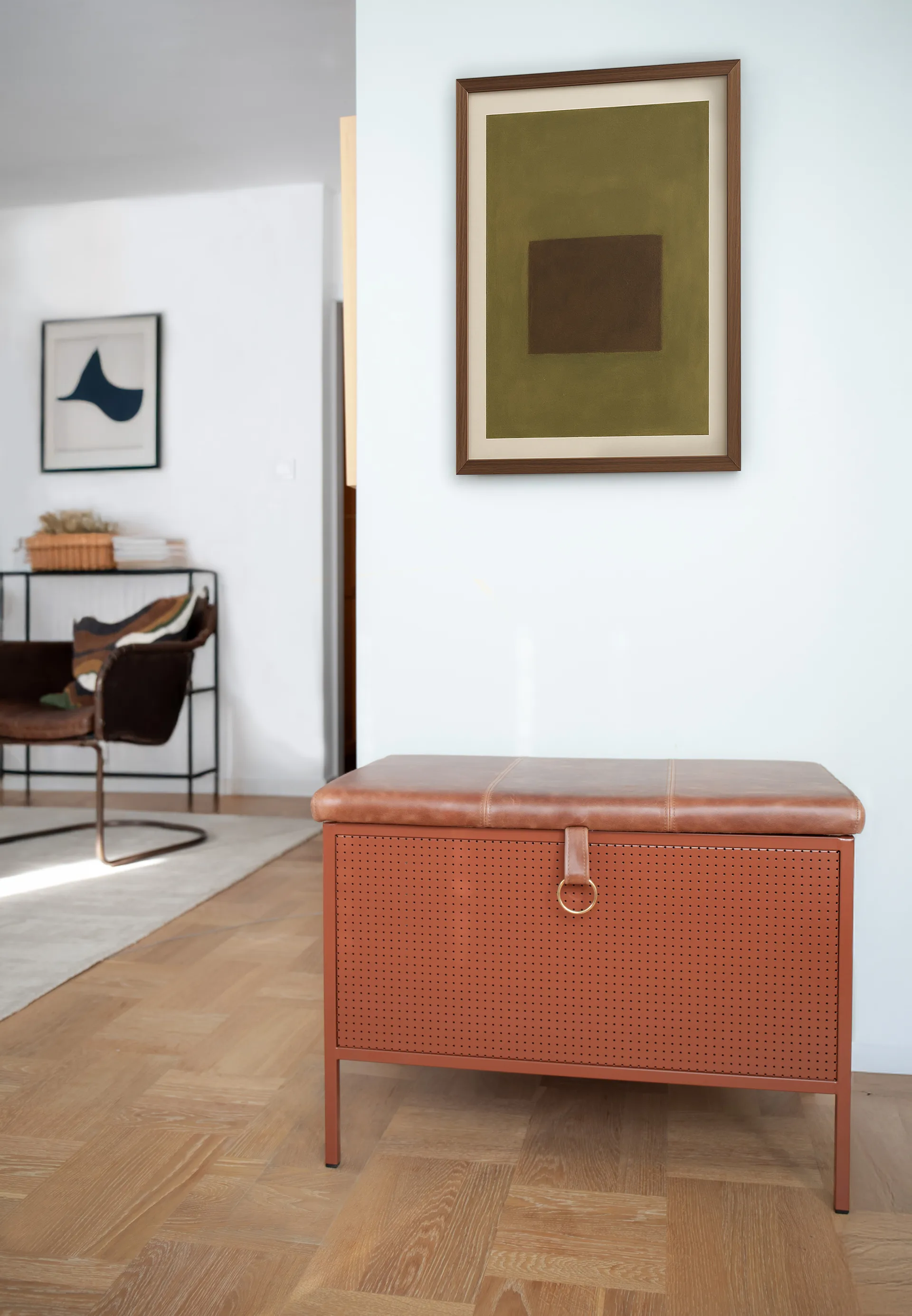 Banco com arrumação Frank, Cinnamon-vintage cognac Maze