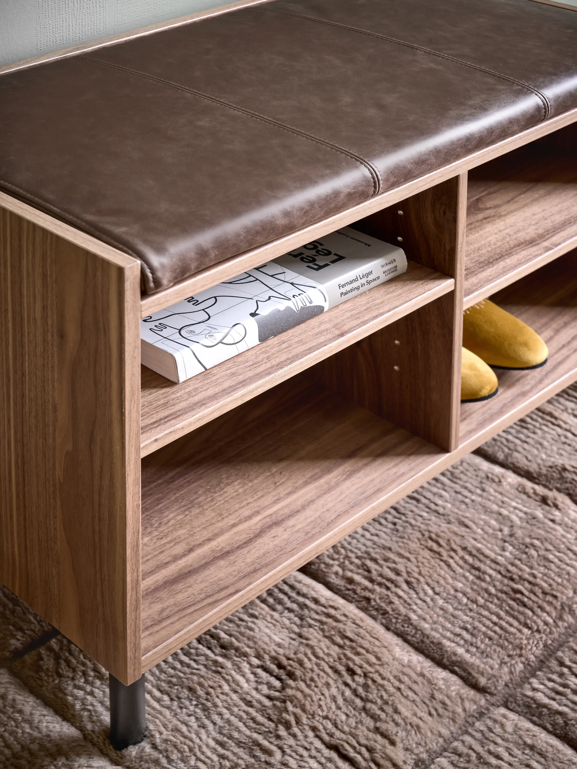 Banco de arrumação Gentle, Nogueira, 78x53x35 cm Maze