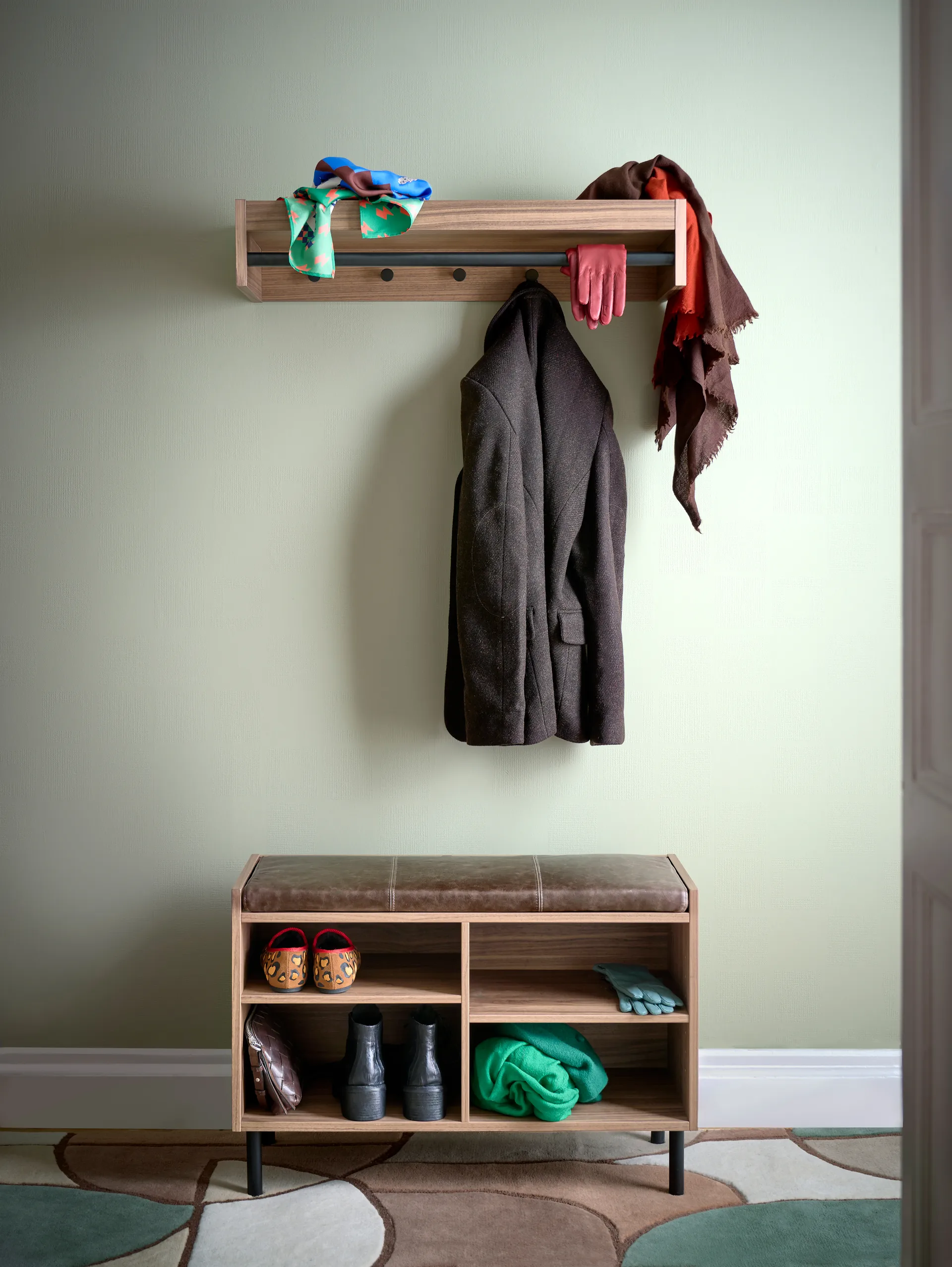 Banco de arrumação Gentle, Nogueira, 78x53x35 cm Maze