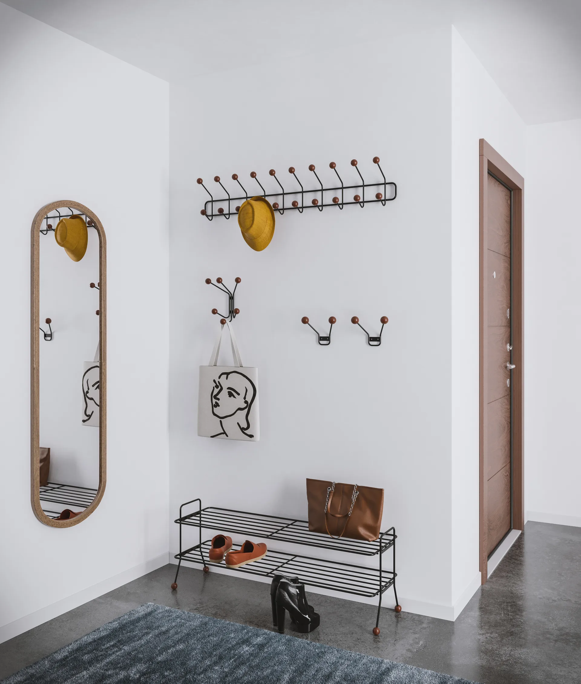 Cabide Bill Horizontal L, preto-castanho escuro Maze