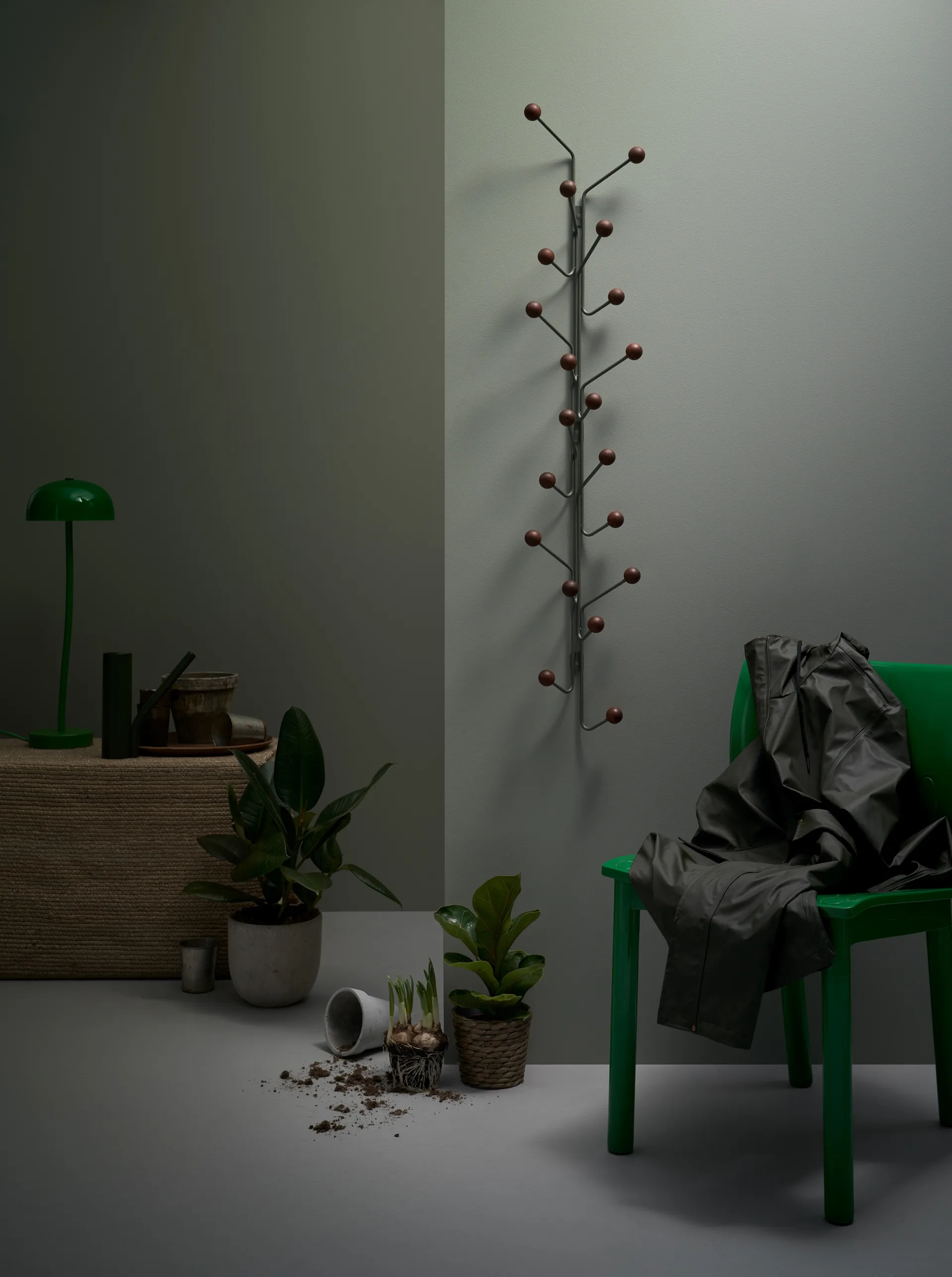 Cabide Bill Vertical, Verde-castanho escuro Maze