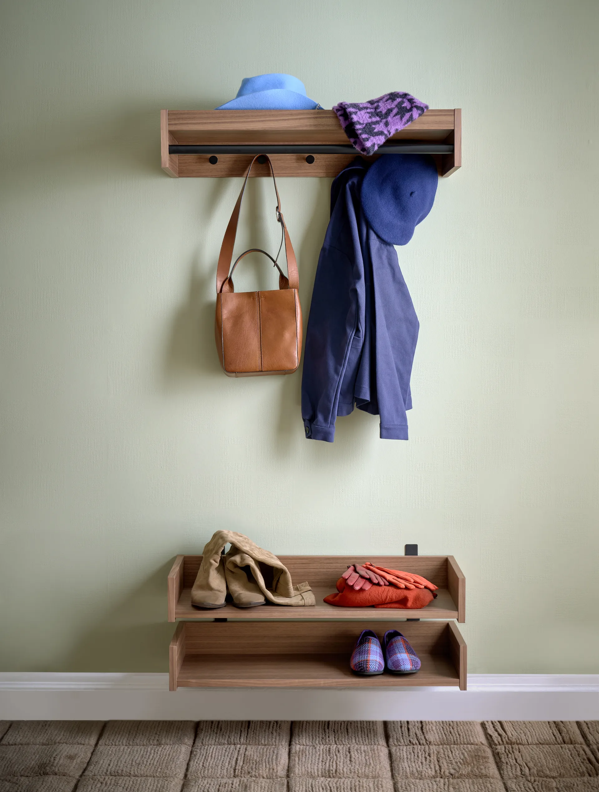 Gentle prateleira de cabide, Nogueira, 78x15x32 cm Maze