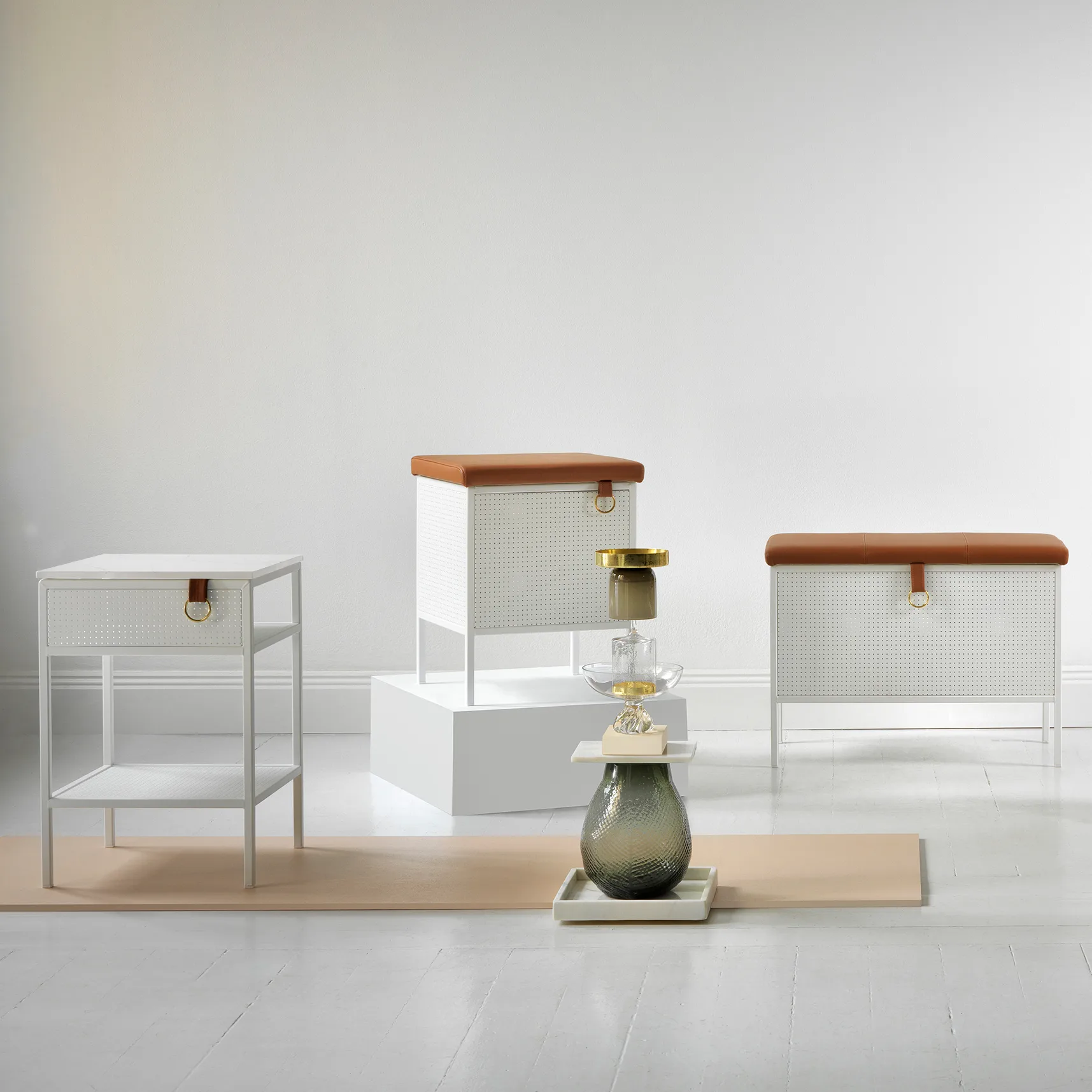 Mesa de cabeceira esquerda Tracy, Branco Maze