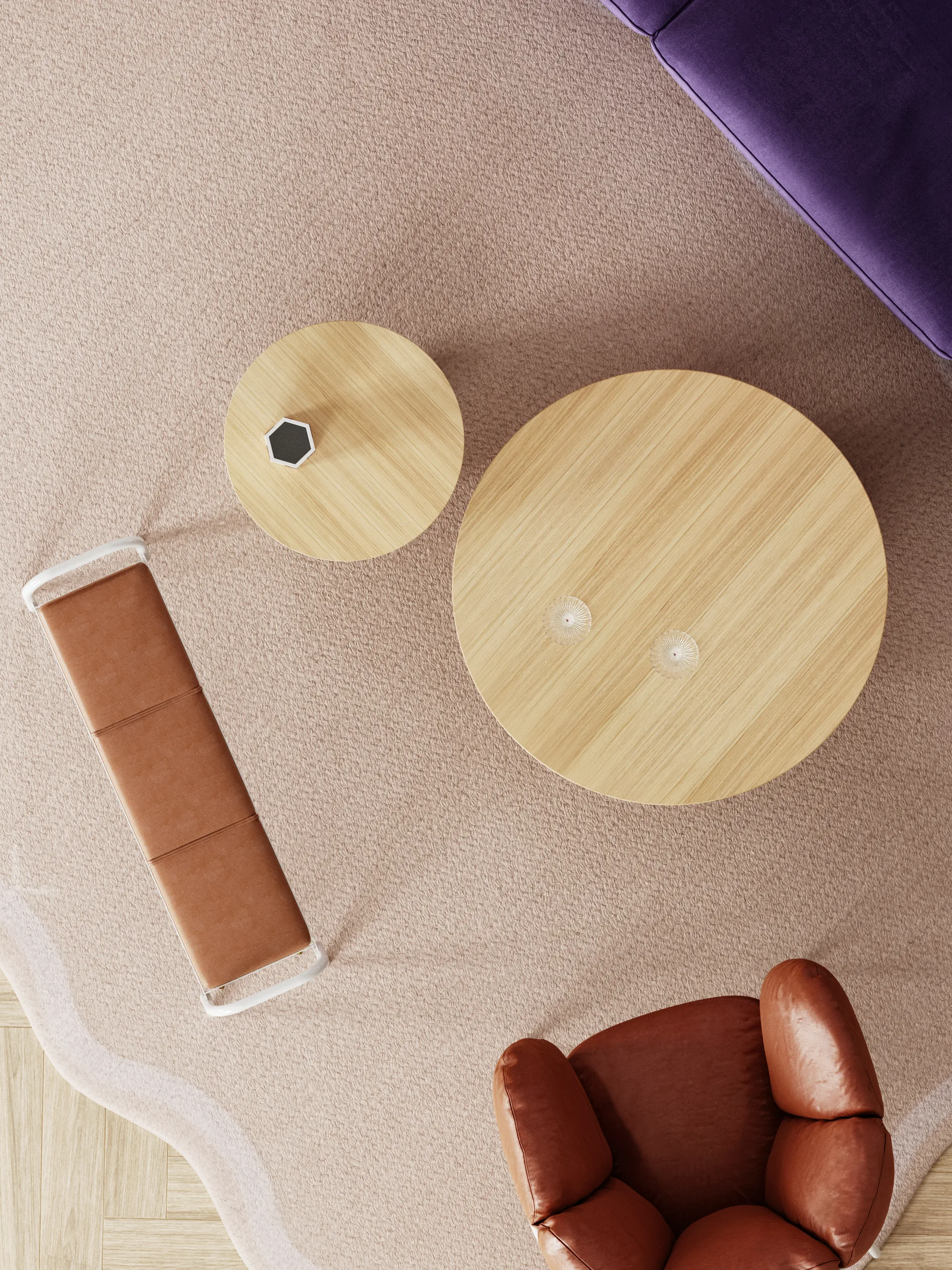 Parasol L mesa de centro Ø90 cm, Carvalho Maze