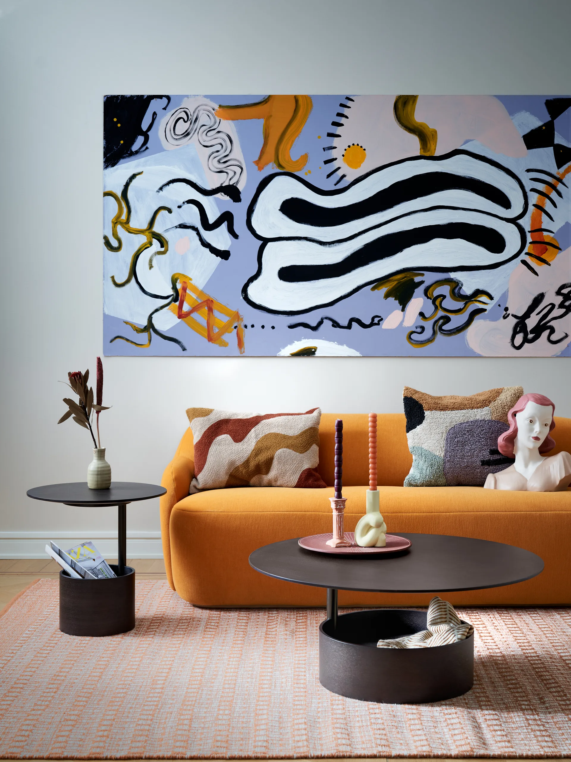 Parasol L mesa de centro Ø90 cm, Dark stained oak Maze