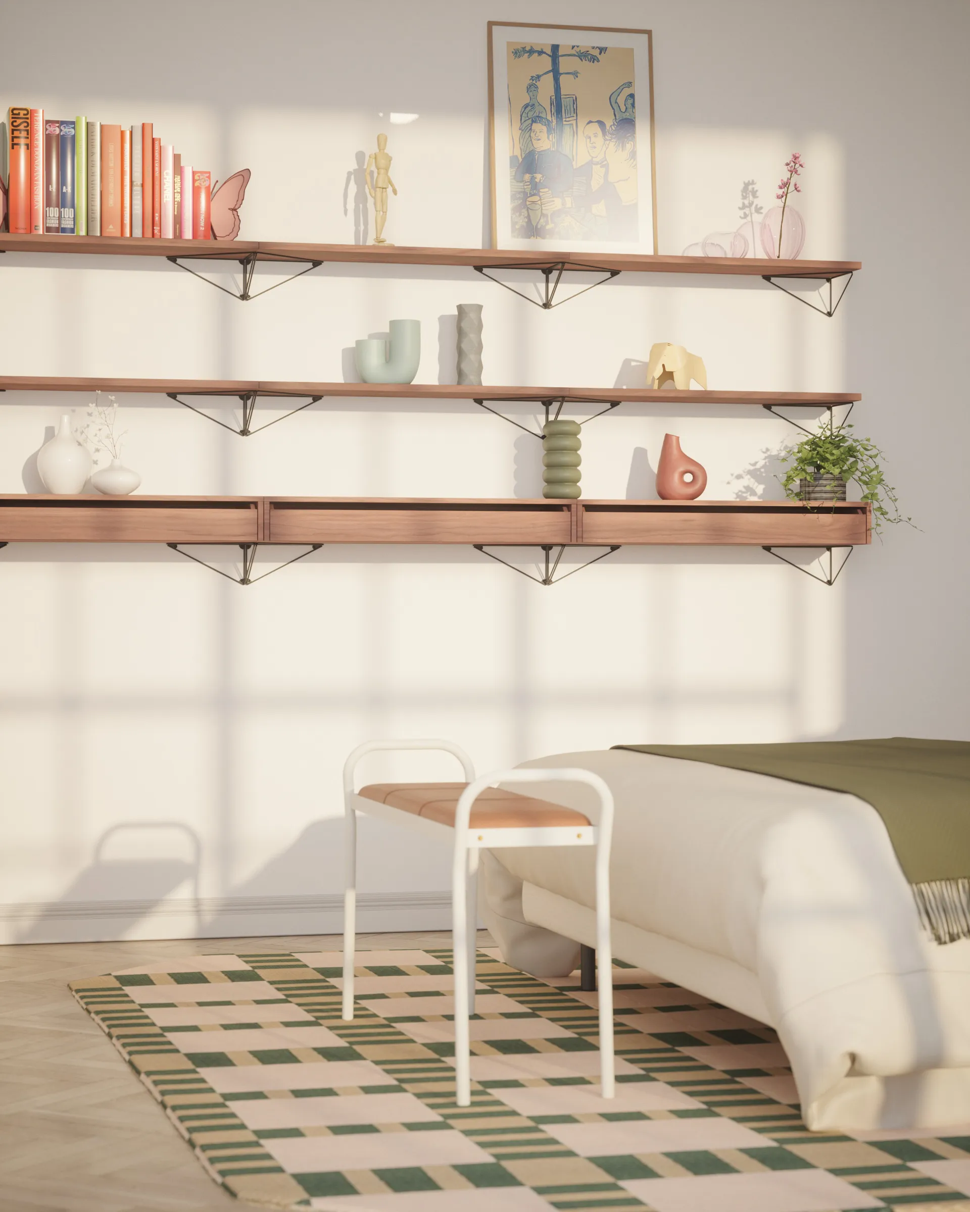 Prateleira Pythagoras, nogueira Maze