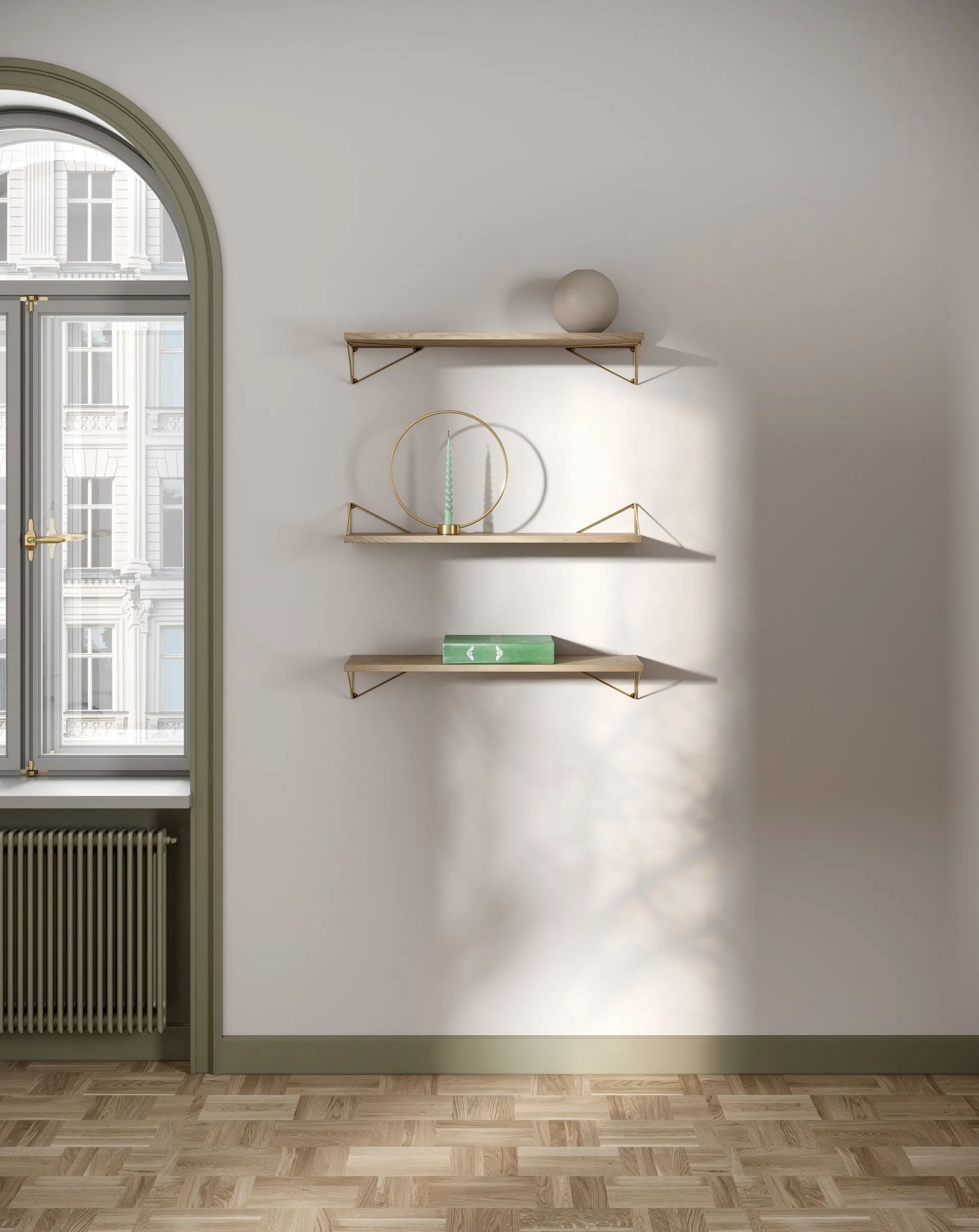 Sistema de estantes Pythagoras Bundle A carvalho-latão Maze