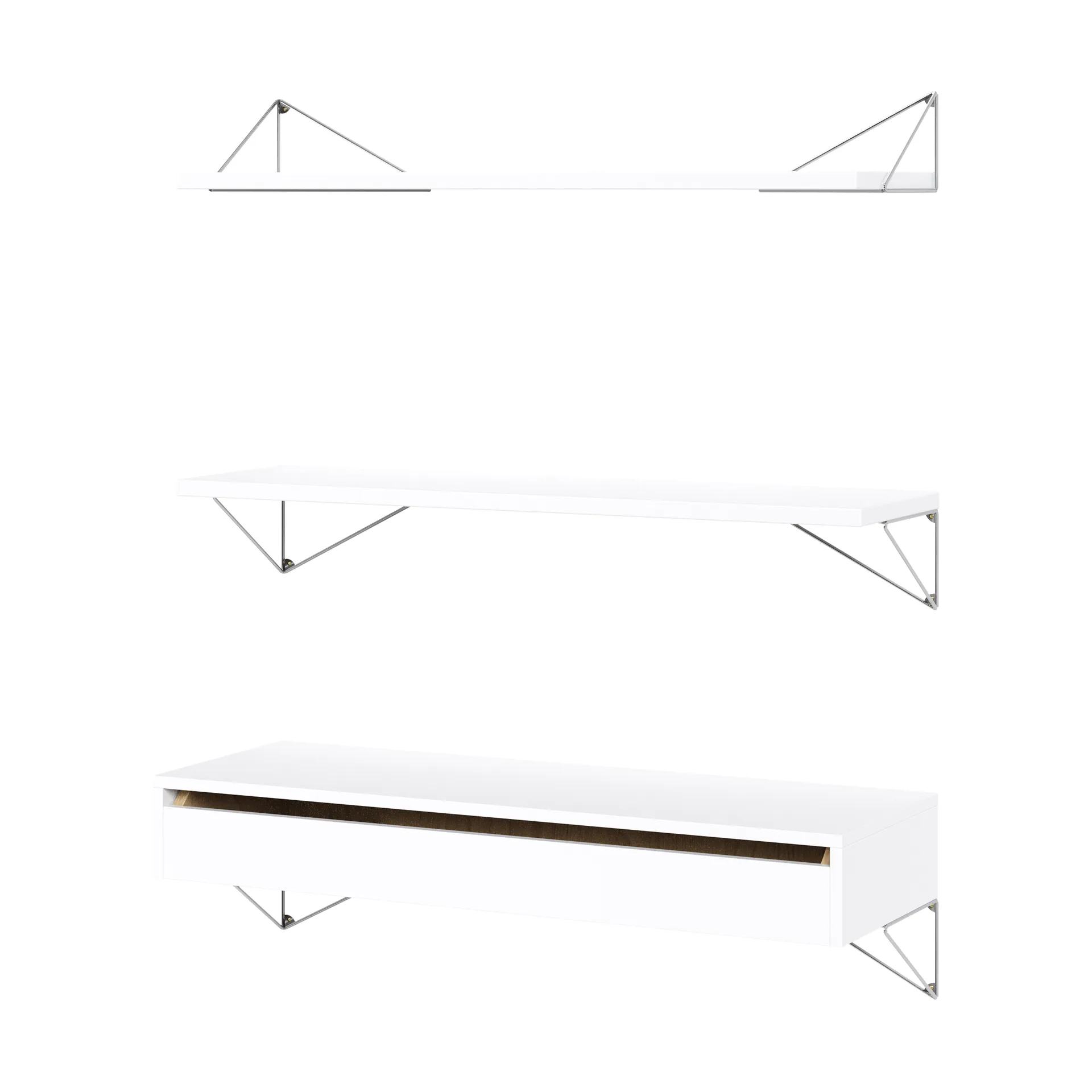 Sistema de estantes Pythagoras Bundle C branco-cromo,  Maze