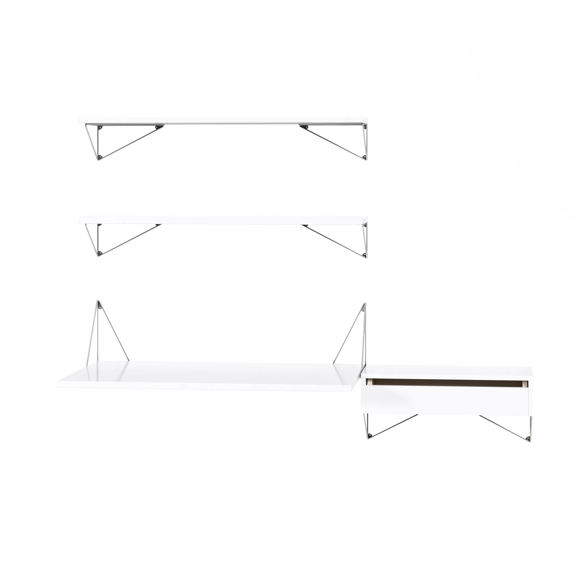 Sistema de estantes Pythagoras Bundle E branco-cromo,  Maze