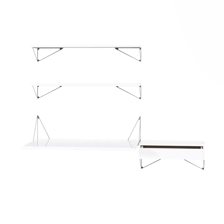 Sistema de estantes Pythagoras Bundle E branco-cromo - Maze