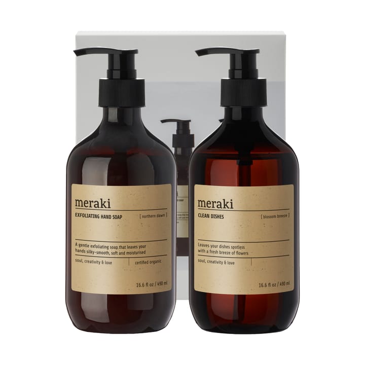 Meraki conjunto de presente, sabonete líquido para mãos e detergente para loiça - Exfoliante Estrela do Norte, Brisa da Florada - Meraki