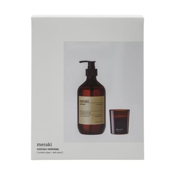 Meraki conjunto de presente, sabonete líquido para mãos e vela perfumada - Northern dawn + madeira escura - Meraki