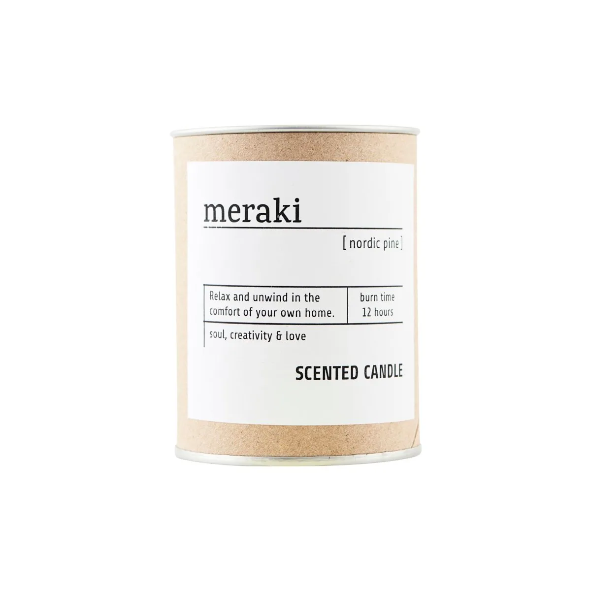 Vela perfumada, vidro castanho Meraki 12 horas, nordic pine Meraki