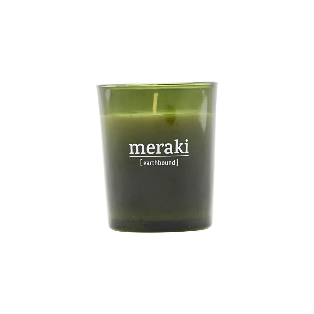 Vela perfumada, vidro verde Meraki 12 horas, earthbound Meraki