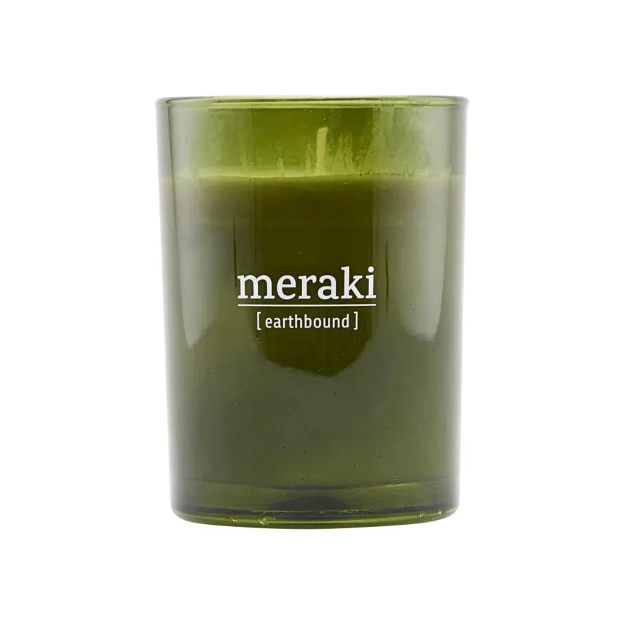 Vela perfumada, vidro verde Meraki 35 horas, earthbound Meraki