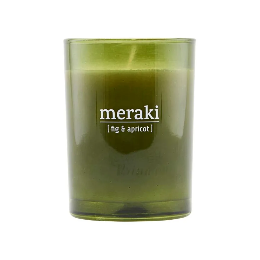 Vela perfumada, vidro verde Meraki 35 horas, fig-apricot Meraki