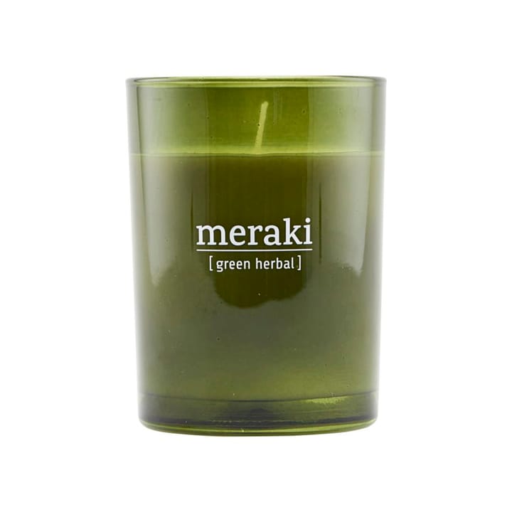 Vela perfumada, vidro verde Meraki 35 horas, green herbal Meraki