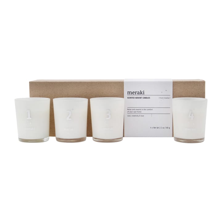 Velas do advento perfumadas Meraki 4 un., Frozen meadow Meraki