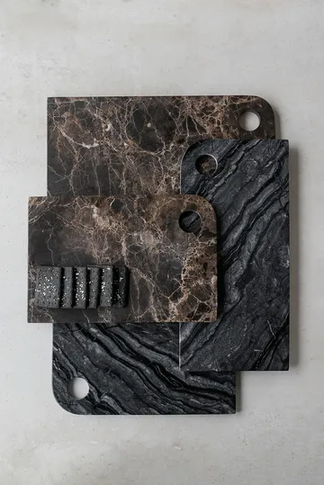 Bandeja de servir Marble média 20x30 cm - Black-grey - Mette Ditmer