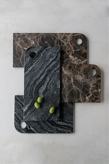 Bandeja de servir Marble média 20x30 cm - Black-grey - Mette Ditmer